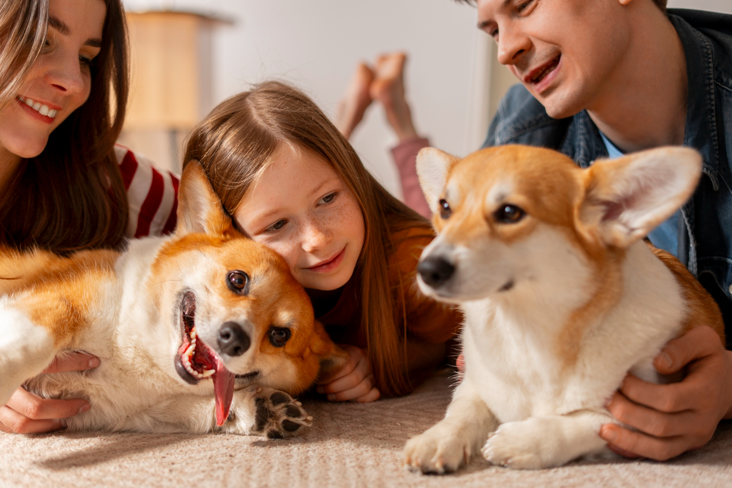 familia com cachorro