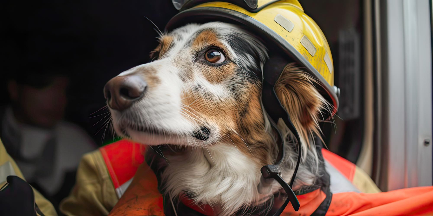 cão bombeiro resgate enchetes