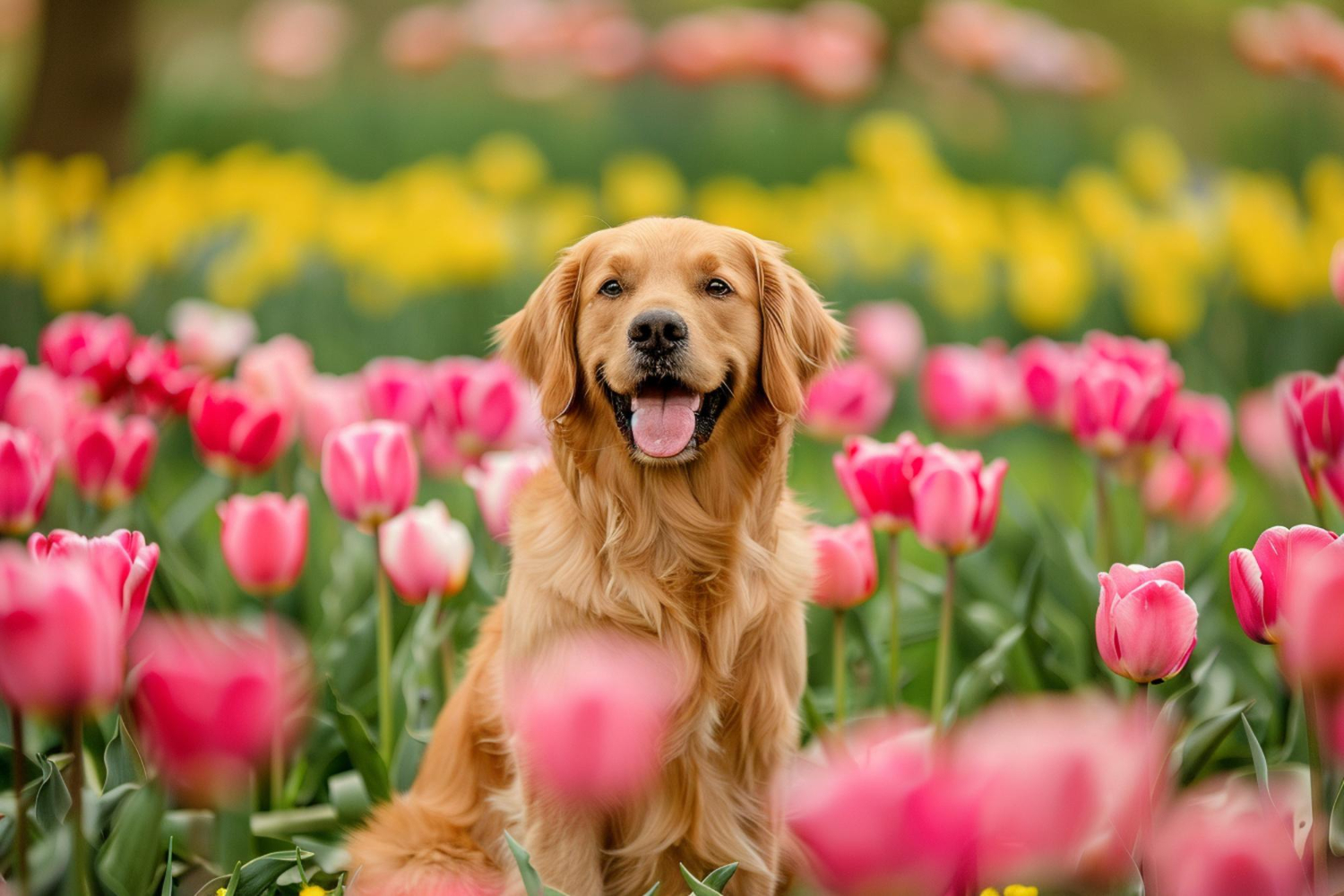 cachorro e primavera