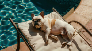 Bulldog na piscina