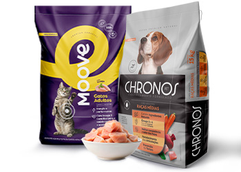 Chronos Pet e Moove apresentam o poder da nutrição equilibrada para Cães e Gatos com alimentos conservados naturalmente, em novas embalagens