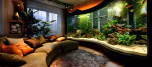 aquário em uma sala de estar