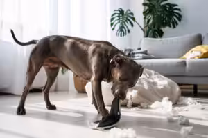 cachorro aprontando em casa