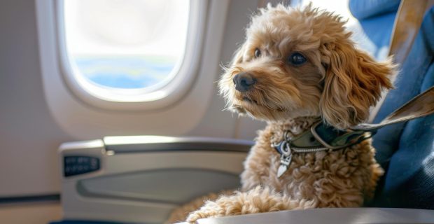 pet viajando de avião