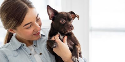 cachorro e mulher