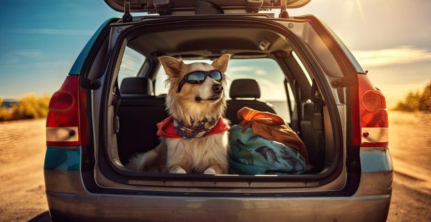 cão viajando