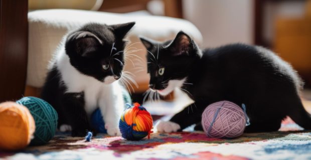 gatos filhotes brincando