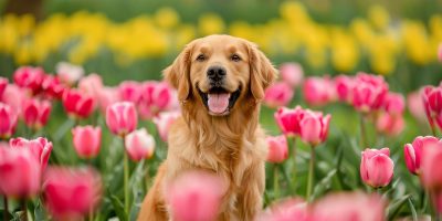 cachorro e primavera