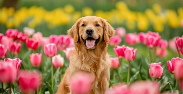 cachorro e primavera