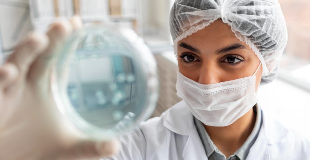 close-up-cientista-segurando-uma-placa-de-petri