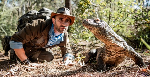 Coyote Peterson with Komodo Dragon.