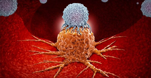 Immunotherapy as a human immune system therapy concept as a biomedical or biomedicine oncology treatment using the natural cancer fighting properties of the body as a 3D render.