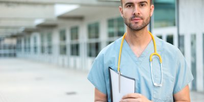 male nurse vet with stethoscope