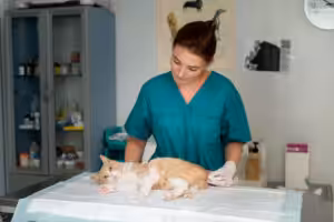 gato laranja veterinário