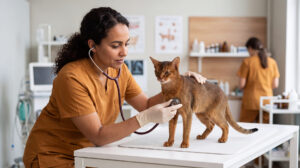 médico-veterinário examinando